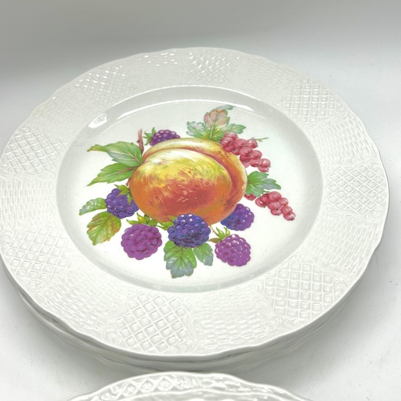 Marlborough Old English Simpsons Set Of 12 Ironstone Salad Plates Fruit Design - Picture 8 of 12